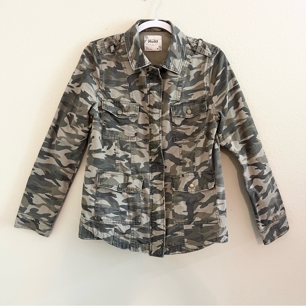 Mudd Camo Trucker Jacket Cotton Zipper Button Size L